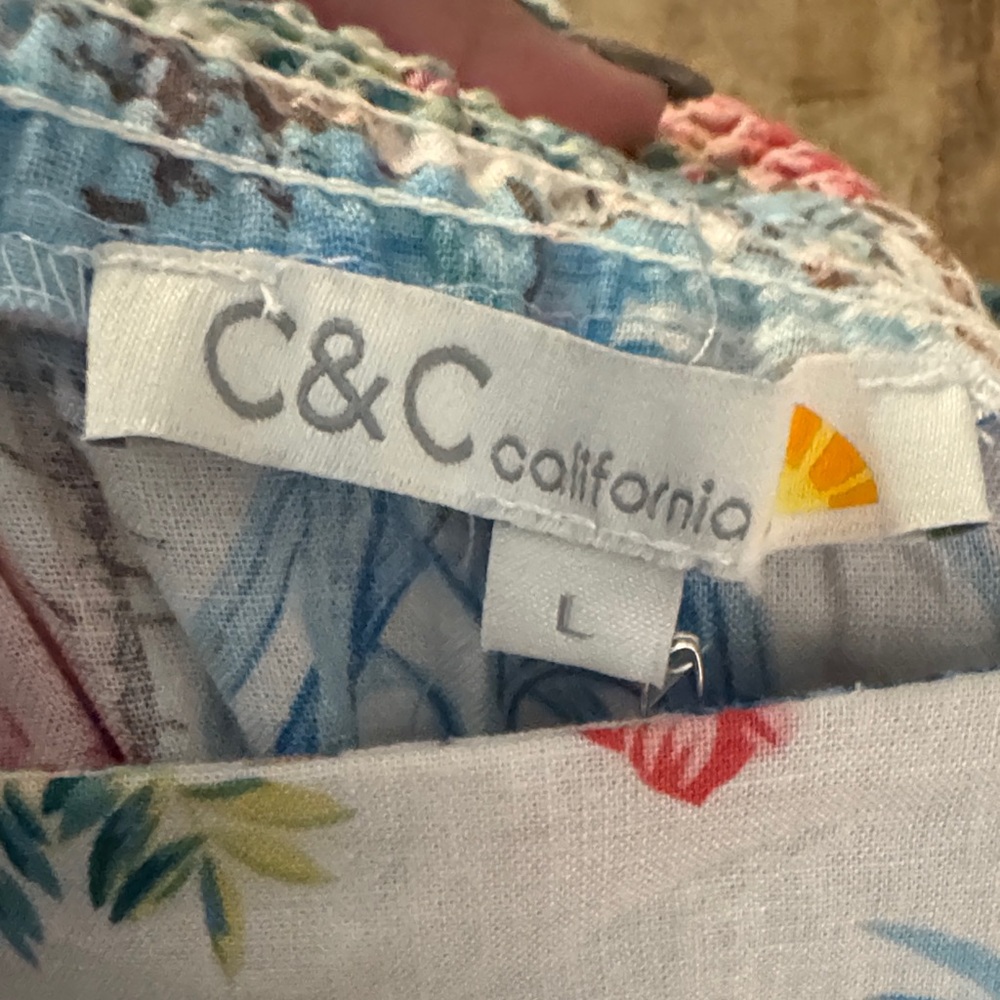 C&C California Tropical Print Women's linen rayon blend Skirt set NWT LARGE - Picture 11 of 11